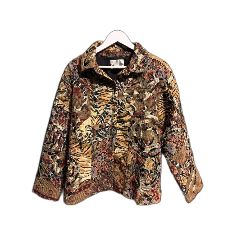 Vintage Chico's Jacket Womens Size XL (3) Brown Tapestry Multicolor
